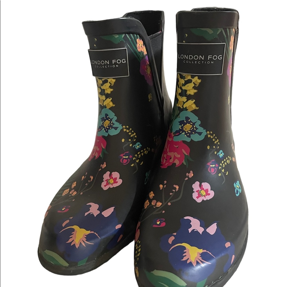 London Fog Womens Piccadilly Black Rain Boots Shoes 9  BHFO 3916